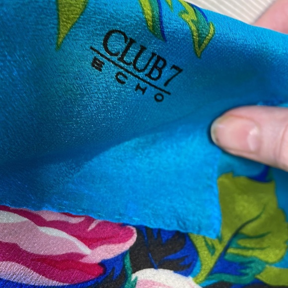 Club Echo Floral Turquoise Silk Scarf - Picture 6 of 8